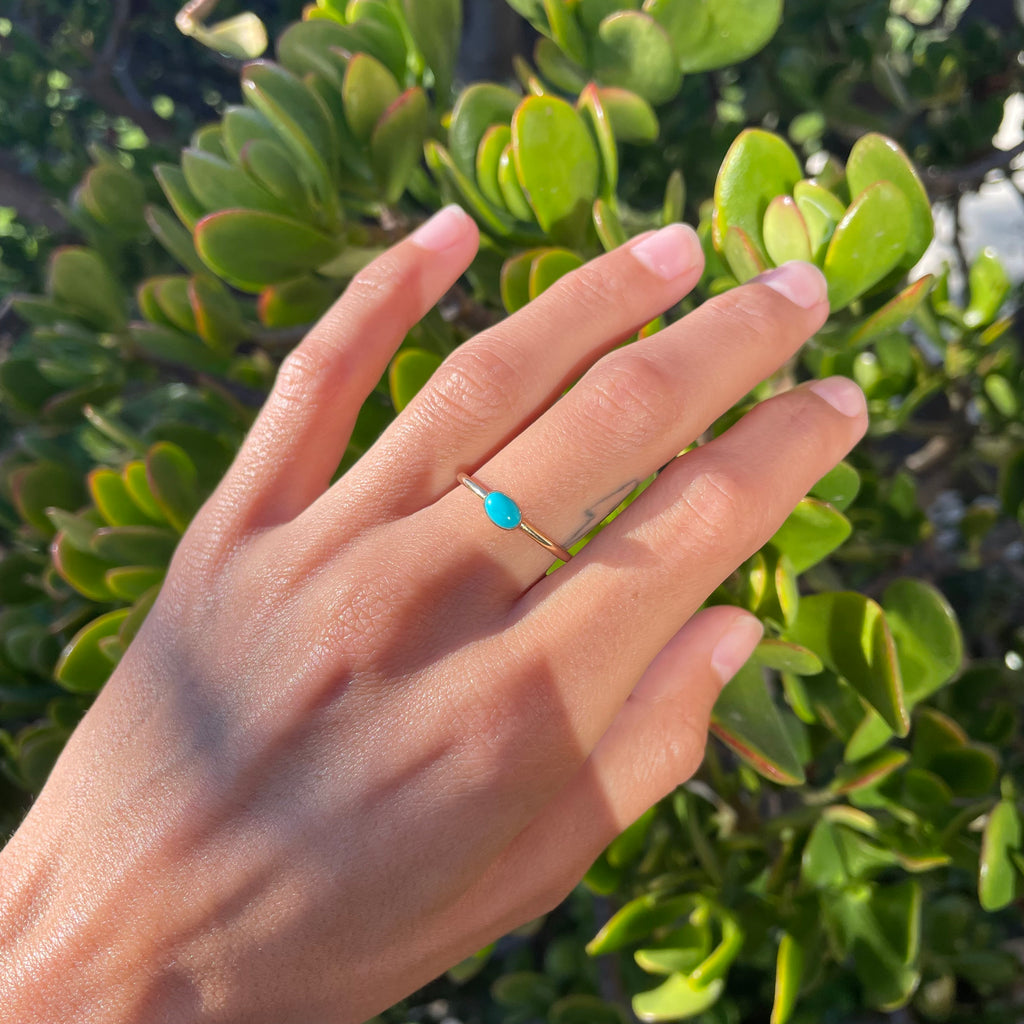 Gold Filled Mini Carico Lake Turquoise Ring (Size 7.5)