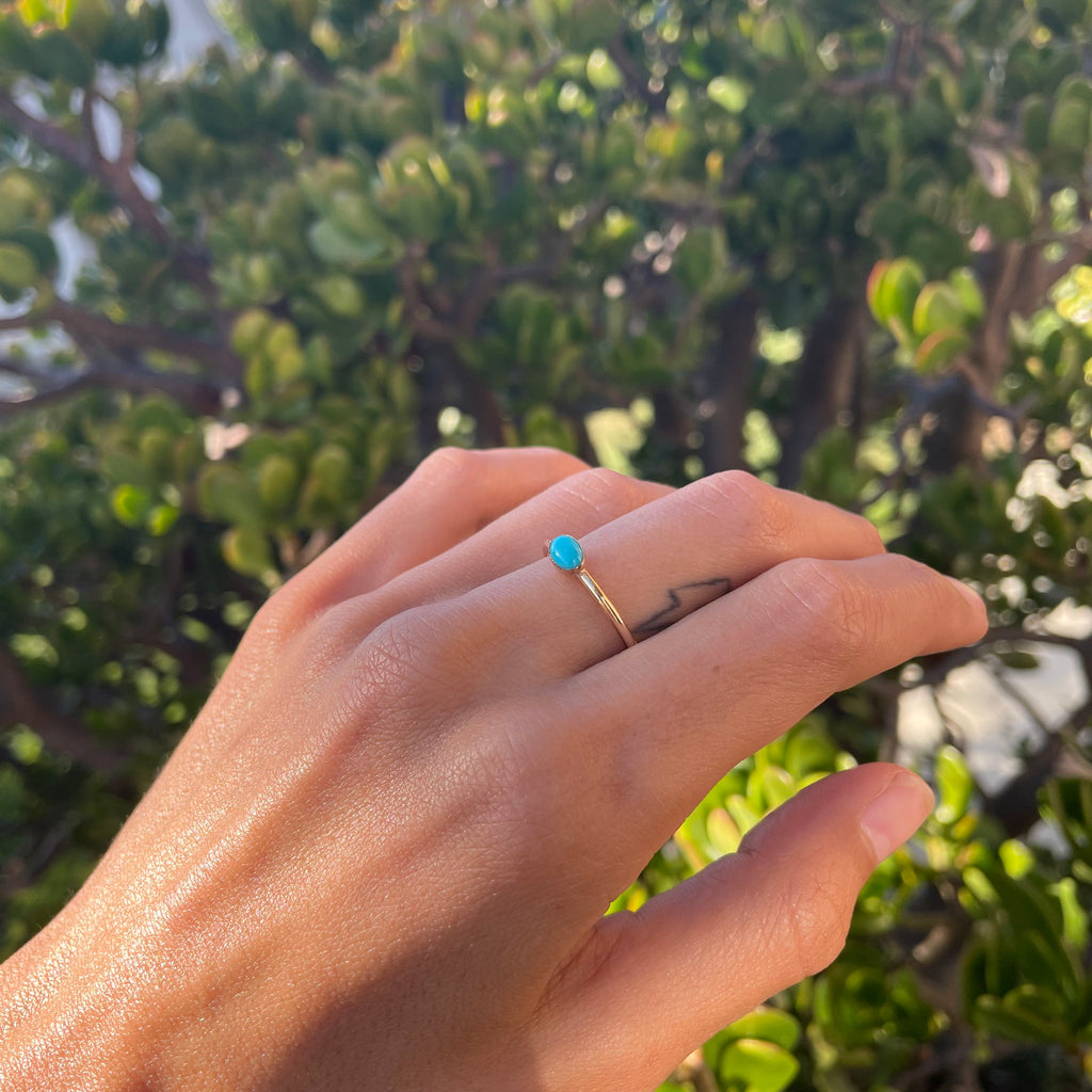 Gold Filled Mini Carico Lake Turquoise Ring (Size 7.5)