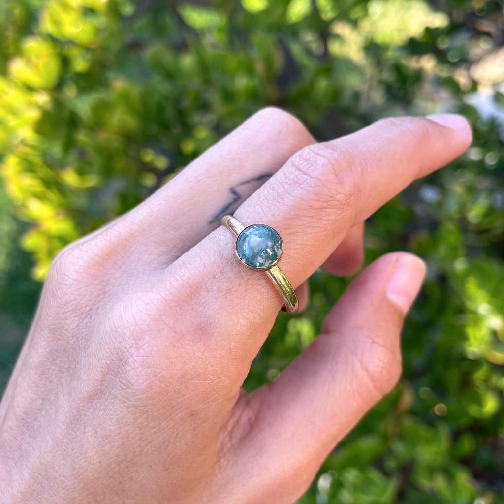 14k Gold Filled Moss Agate Ring (Size 10.5)