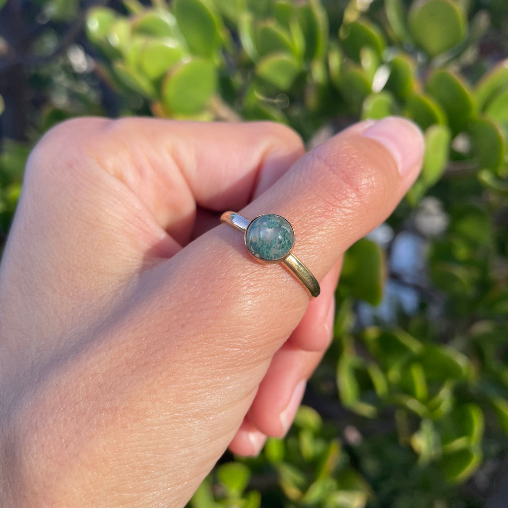 14k Gold Filled Moss Agate Ring (Size 10.5)