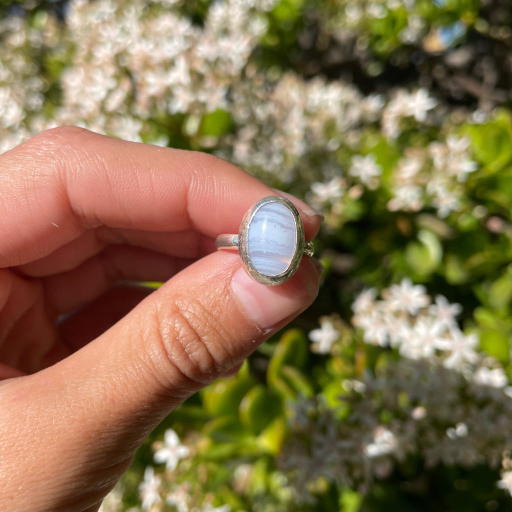 Blue Lace Agate Ring (Size 4)